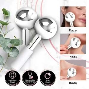Máy Mát Xa Mặt Bằng Thép Không Gỉ Cryo Quả Cầu Đá Lạnh Con Lăn Làm Mát Giảm Bọng Mắt Và Quầng Thâm - Dụng Cụ Chăm Sóc Da