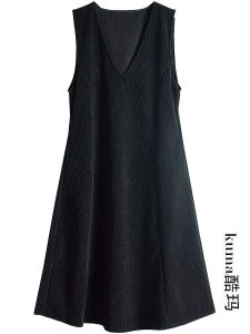 Vest Skirt for Women Fall and Winter A- line Jumper Dress Long Loose Suspender Skirt Small Underskirt Plus Size Dress V Neck