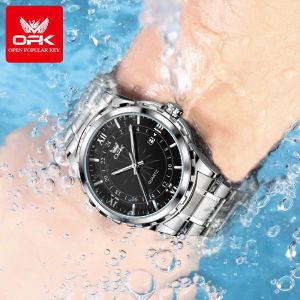 OPK นาฬิกา ผู้ชาย กันน้ำ แท้ ต้นฉบับ แฟชั่น แท้ ธุรกิจ สายนาฬิกาสแตนเลส ควอตซ์ ส่องสว่าง ปฏิทิน นาฬิกาข้อมือผู้ชาย