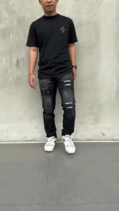 Celana Panjang Pria Jeans: Motif Sobek & Slim Fit