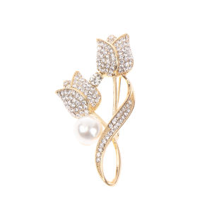Thanh Lịch Hoa Tulip Thổ Cẩm Thời Trang Nữ Hợp Kim Kẽm Đầm Phụ Kiện Thu Đông Áo Pin Đa Năng Hộp Quà Tặng