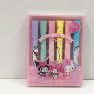 (READY STOCK) 6pcs Pen Penanda Berwarna Comel Stitch Smooth Writing Cute Colorful Highlighter Kids Present Gift 史迪奇荧光笔