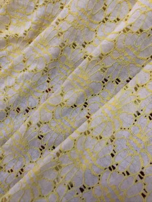 vải Ren thun co giãn 2 chiều - vàng Thêu hoa chỉ nổi bật lên vẻ nhí nhảnh Hàng korea cao cấp 35k/m Khổ 1m5🎊🎊