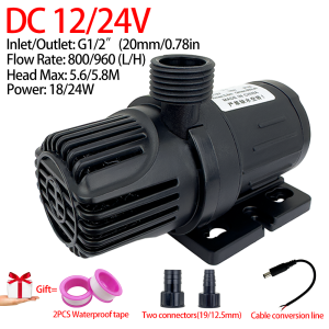 DC12/24V 960L/H Small Brushless Motor Submersible Pump for Fish Tank Circulation Fish Pond Landscaping Solar Water Pump