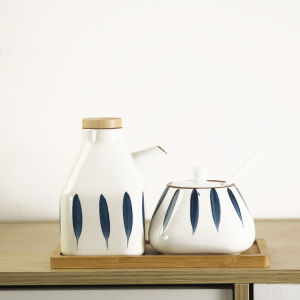 ชุดเซ็ตขวดเครื่องปรุงเคลือบสีสี่ฤดูสไตล์ญี่ปุ่นกระปุกใส่เครื่องปรุงรสเซรามิกกระปุกใส่เกลือในครัวใช้ในบ้านชุดขวดเครื่องเทศกระป๋อง