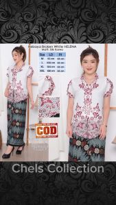 Atasan Kebaya Bordir Modern Mewah Bahan Silk Korea Premium Warna Putih Gading | Pakaian Wisuda Acara Pesta Kondangan Wanita Elegan Kekinian Helena