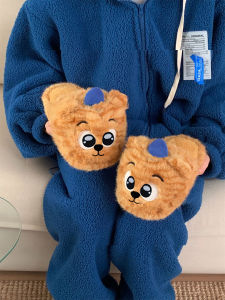 Cute Little Tiger Cotton Slippers Home Comfortable Couples Anti-Slip Fur Shoes Men Women Autumn Winter Fashion New Style