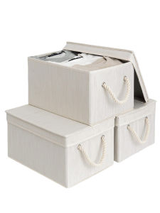 Large Capacity Rectangular Foldable Storage Box with Cover for Clothes And Toys in Bedroom Childrens Room Organizer Bin