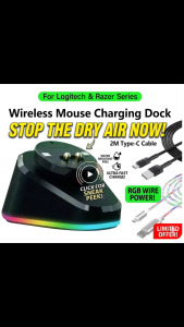 [SG Stock] Universal Wireless Mouse Charging Dock for Logitech & Razer | RGB Magnetic Charger | Dual USB 3.0 Ports | 2M Type-C Fast Charge Stand