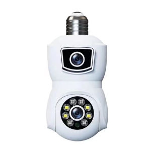 8MP E27 Bulb WiFi Camera Dual Lens Dual Screen Auto Tracking Two Way Audio Cam Color Night Vision Security Surveillance Camera