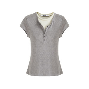 Fano | Áo Thun Nữ Đa Năng Kiểu Hai Mảnh Henley Thiết Kế Từ Tencel Nhẹ & Mềm