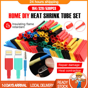 Heat Shrink Sleeving Tubing Tube 164Pcs/328Pcs/530Pcs Wrap Sleeve Wire Cable Assortment Kit Electrical Connection 2:1 Cover Protect