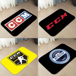 Soft Non-slip Flocked CCM Hockey Colour Logo Sports Silhouette Mat Study Room Office Thin Decorative Rug Carpet Home Decoratio