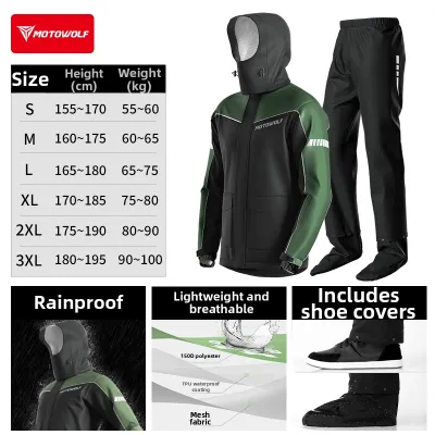 ≮528≯Motowolf | Rain Proof Motorcycle Suit for Riding Raincoat and Pants Set
