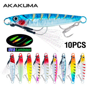AKAKUMA | Sinking Metal Jig Fishing Lure 20g-60g Luminous UV Coating Hard Bait with Sharp Assist Hook for Sea Fishing Tenggiri GT