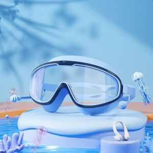 Kính Bơi Trẻ Em Có Khung Lớn Và Nút Bịt Tai Bằng Silicon Chống Nước Chống Sương Mù Ống Kính Trong Suốt Độ Nét Cao Dành Cho Bé Trai