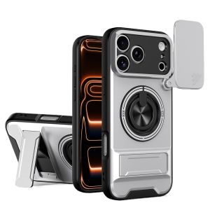 Luxury 360 Rotating Magnetic Ring Holder Phone Case for IPhone 17 18 Pro Max 16 Plus 15 14 13 12 Lens Slide Camera Stand Cover