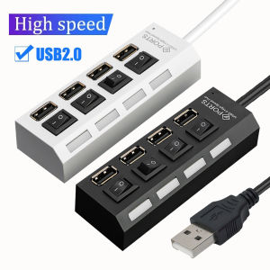 USB อเนกประสงค์2.0ฮับ4พอร์ตอุปกรณ์แยก LED อะแดปเตอร์สำหรับคอมพิวเตอร์พลังงานแล็ปท็อปแท่นวางมือถืออเนกประสงค์พร้อมสวิตช์