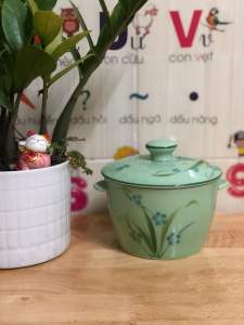 Thố sứ Hoa Lan có nắp đậy ( Âu sứ ) 650ml hoạ tiết Hoa văn sắc nét
