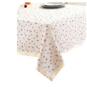 Wash-Free Waterproof Oil-Proof Cotton Linen Tablecloth for Tea Table Dining Table Nursery Picnic Home Atmosphere Grid Pattern