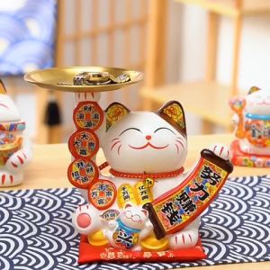 【现货】托盘存钱罐陶瓷招财猫 READY STOCK Piggy Bank Tray Storage Ceramics Fortune Cat Lucky Cat