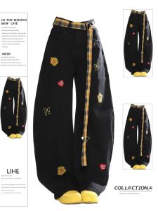 XIBAIYI | Quần Jeans Cowboy Thêu Hoa cho Đôi