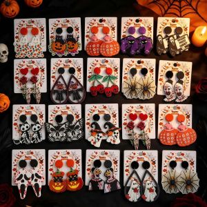 10/20Pairs/Lot Fashion Cute Halloween Spooky Acrylic Dangle Drop Earrings Set Womens Mix Style Festival Party Costume Jewelry