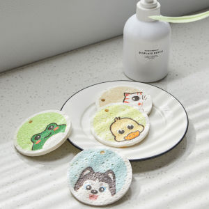 1/4/8ชิ้นฟองน้ำอัดรูปล้างจานฟองน้ำเนื้อไม้นำกลับมาใช้ใหม่ได้น้ำยาล้างจานห้องครัวห้องครัวลายการ์ตูนแผ่นใยขัดทำความสะอาดในครัวเรือน