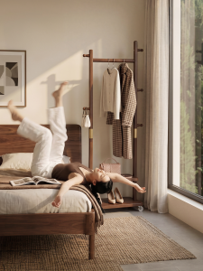 ZHUSHANXIA | Portable Wooden Coat Rack for Home Bedroom