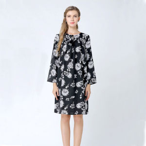 ชุดเดรสยาวทรงเอลายดอกไม้สำหรับฤดูใบไม้ผลิและฤดูร้อนสำหรับผู้หญิงไซส์ใหญ่ ทรงหลวม ปกปิดหน้าท้อง ทรงเอ ชุดคลุมท้อง