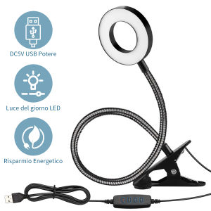 48 LEDs Clip on Desk Lamp USB Foldable Reading Lamp 360°Flexible Gooseneck Reading Table Light Brightness Adjustable 3 Level