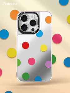 เคสโทรศัพท์ Tastecase Mirror Rainbow Polka Dot สำหรับ Apple iPhone 15 pro Max ดีไซน์เรียบง่าย เคสป้องกันแบบกระจกระดับไฮเอนด์ เคสระบาย