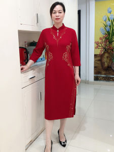 Elegant Wedding Dress Mommy Style New Chinese Style Cheongsam Shorter Size for Younger Mothers High Quality Mid-Length Evening Gown