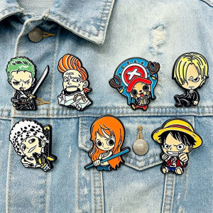 Bandai | 7 pcs Anime One Piece Badges Lapel Pins Backpack Enamel Pin Brooches Badges Student Backpack Clothing Accessories Festival Gifts