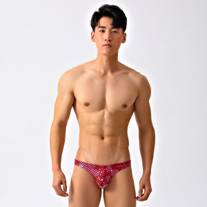 กางเกงว่ายน้ำชายทรงสามเหลี่ยมสีแดงเซ็กซี่เอวต่ำ กางเกงว่ายน้ำกีฬาชายหาด GreatAsia ทรงหลวม สวมใส่สบาย