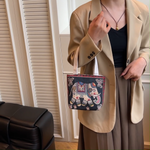 GROSIRAN OMYGOOSE Tote Bag Wanita Souvenir Tas Tenteng Mini Motif Mekkah TFW 0284