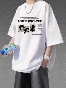 American Style Mens Short Sleeve T-Shirt Set Casual Loose Fit Summer Trendy Half Sleeve Cool And Handsome Youth Outfit