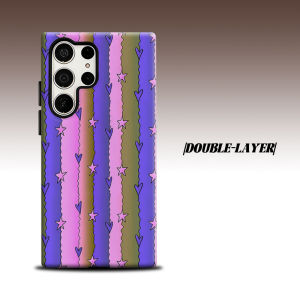 Pastel Stripe Star For Samsung Galaxy S26 S25 S24 A56 A36 Dual Layer Luxury Fashion Full Lens Protective Case