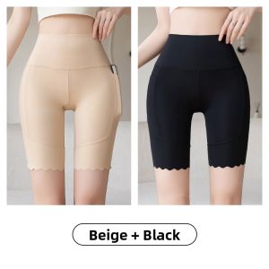 Miiow | Ice Silk Shark Skin Pattern Womens Shorts High Waist Slim Fit Bottomless Safety Pants Seamless Comfortable Summer Casual Wear