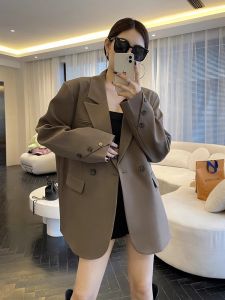 YUFUQING | Caramel Color Womens Spring Loose Casual Suit Jacket Small Size High Fashion Top New 2025 Korean Version Open Cardigan