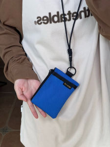 Original Casual Retro Black Purple Turquoise Neck Strap Card Holder Coin Purse Earphone Bag Polyester Sporty Vertical Style