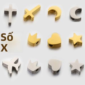 5 Hạt Chuỗi Thép Không Gỉ Hình Trái Tim Sao Máy Bay Không Phai Màu Màu Vàng 7x8mm Màu Vàng 5x6mm Dùng Làm Đồ Trang Sức Tự Làm Vòng Tay Vòng Cổ