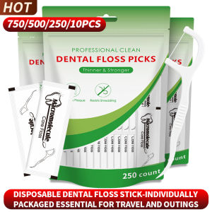 750/500/250/10PCS disposable dental floss sticks individually packaged suitable for essential post meal cleaning tools for tra