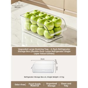 MODERN SWEETHOME | Food Storage Organization Box Freshness Drawer Type With Water Drain Board