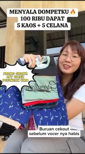 Promo Paket 100ribu Dapat Setelan Anak 5 Kaos Kombinasi + 5 Celana Pendek Motif