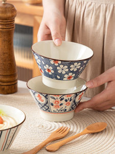 สไตล์จีน Underglaze ชามเซรามิคสําหรับก๋วยเตี๋ยวและซุป Mrs Meng Porcelain ชามกลมลาย Retro < Ne1>