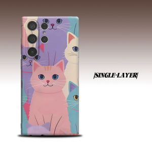 BILIBILI | Pastel Stacked Cat Print For Samsung Galaxy S26 S25 S24 A56 A36 Dual Layer Luxury Fashion Full Lens Protective Case