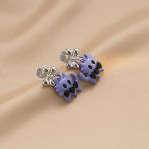 ต่างหูมอนสเตอร์น้อยสีม่วงสาวแซ่บสุดเท่ต่างหูแป้นกันยุงมีสไตล์เฉพาะตัวติดโบว์ดูดีฮิตในเน็ตน่ารักต่างหูแบบหนีบไม่มีรูหู