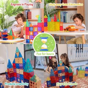 48/88/100/120pcs Magnetic Tiles Building Blocks Kids Toy Magnet Set 3D Building Blocks For Girl Boys Toddler Toys mainan Christmas Gift