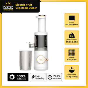 PUGTOP Electric Fruit Vegetable Juicer Machine Large Caliber Slow Juicer Screw Cold Press Extractor Slag Juice Separation Filter-Free Easy Wash Electric Fruit Juicer Machine
